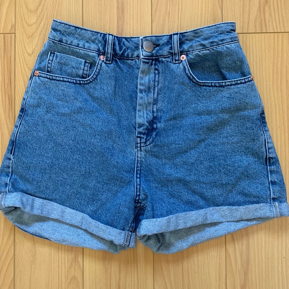 ASOS DESIGN denim Ritson mom short in blue